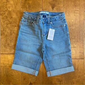 NWT Lands' End Light Blue Denim Bermuda Shorts